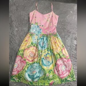 Lilly Pulitzer Pink Floral Print Fit Flare Dress